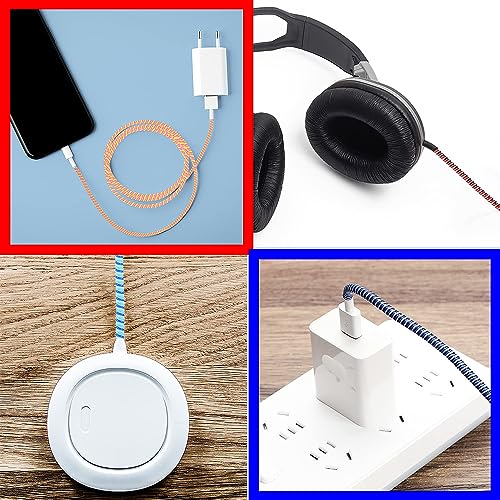 Gozaqe Spiral Cable Protector,4 Pcs,with 4 Colors,1.4 Meters Each-Full Size Spiral Triple Color Charging Cable Protector,Earphone Cable Protector,Wire Protector Spiral - Image 5