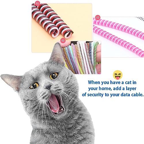Gozaqe Spiral Cable Protector,4 Pcs,with 4 Colors,1.4 Meters Each-Full Size Spiral Triple Color Charging Cable Protector,Earphone Cable Protector,Wire Protector Spiral - Image 2