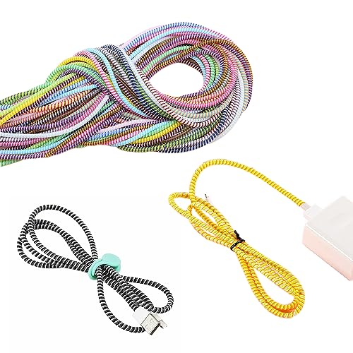 Gozaqe Spiral Cable Protector,4 Pcs,with 4 Colors,1.4 Meters Each-Full Size Spiral Triple Color Charging Cable Protector,Earphone Cable Protector,Wire Protector Spiral - Image 1