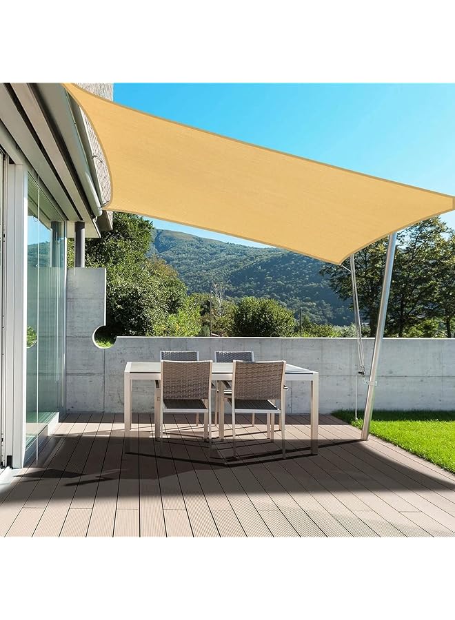 The Bros Sun Shade Sail Canopy 5X3m,Air Permeable & UV Resistant Awning Square Shelter Umbrella with Stainless Steel Hardware Fixing Kit for Patio Outdoor Garden Backyard Yard Desert,Sand Colour - Image 1