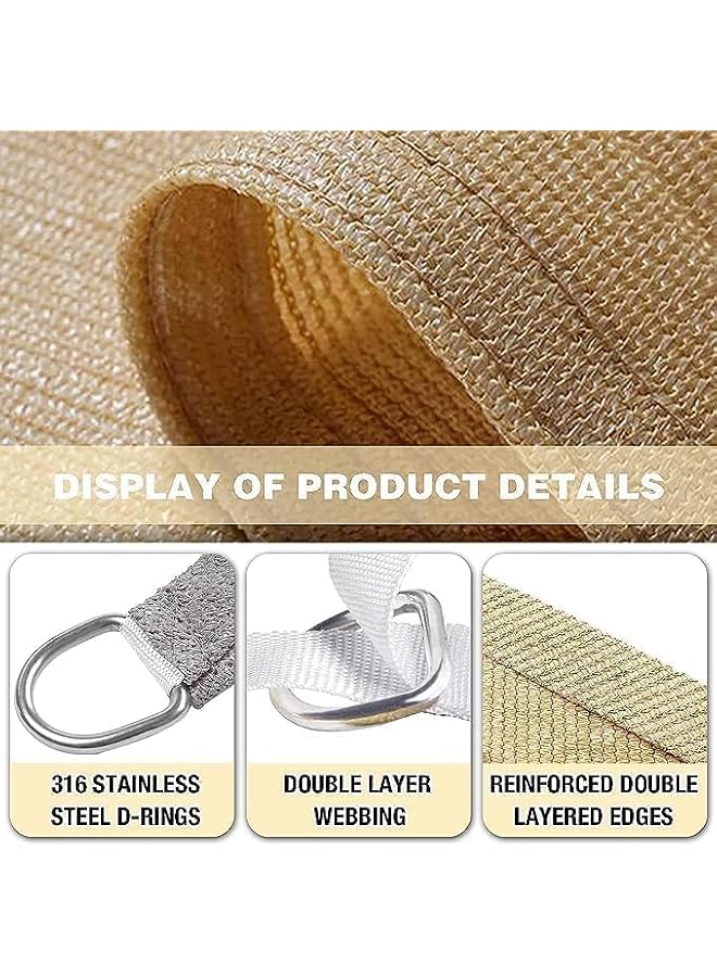 The Bros Sun Shade Sail Canopy 5X3m,Air Permeable & UV Resistant Awning Square Shelter Umbrella with Stainless Steel Hardware Fixing Kit for Patio Outdoor Garden Backyard Yard Desert,Sand Colour - Image 3