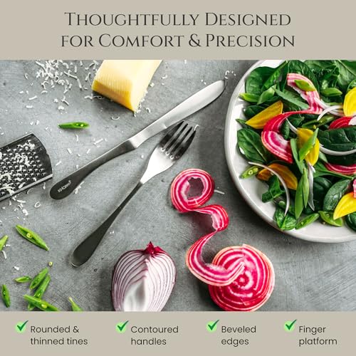 Knork Silverware Set - 20 Piece Matte Silver Cutlery set - Ergonomic Design Utensil sets, 18/10 Stainless Steel Forks Spoons and Knives set - Image 2