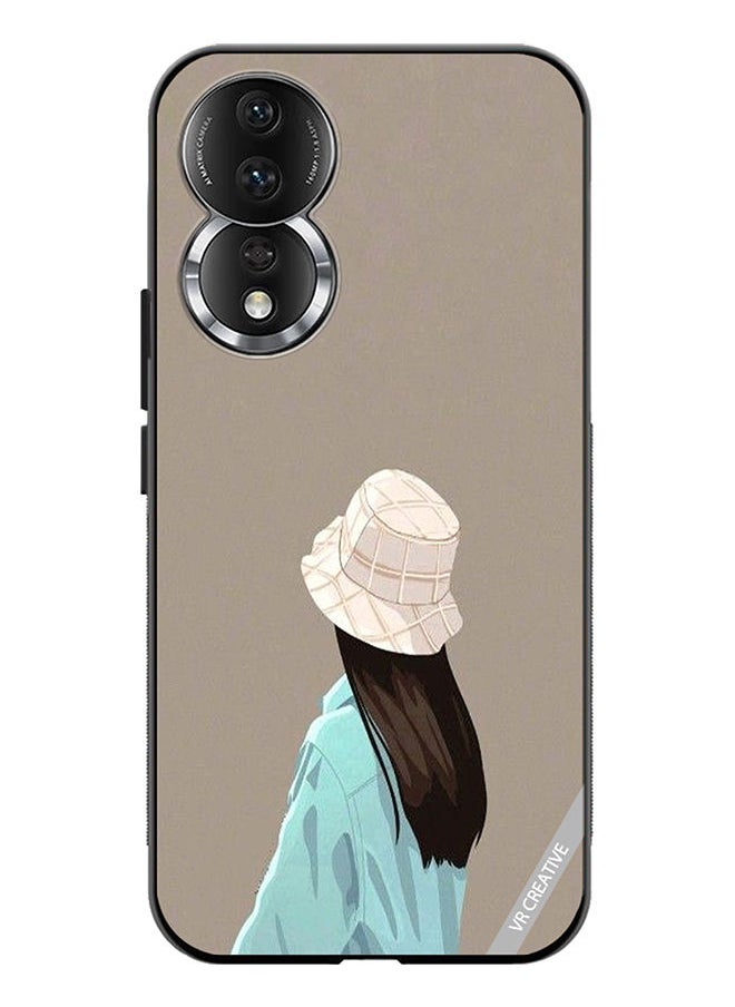 VR CREATIVE Protective Case Cover For Honor 80 Brown Hat Girl Design Multicolour  - Image 1
