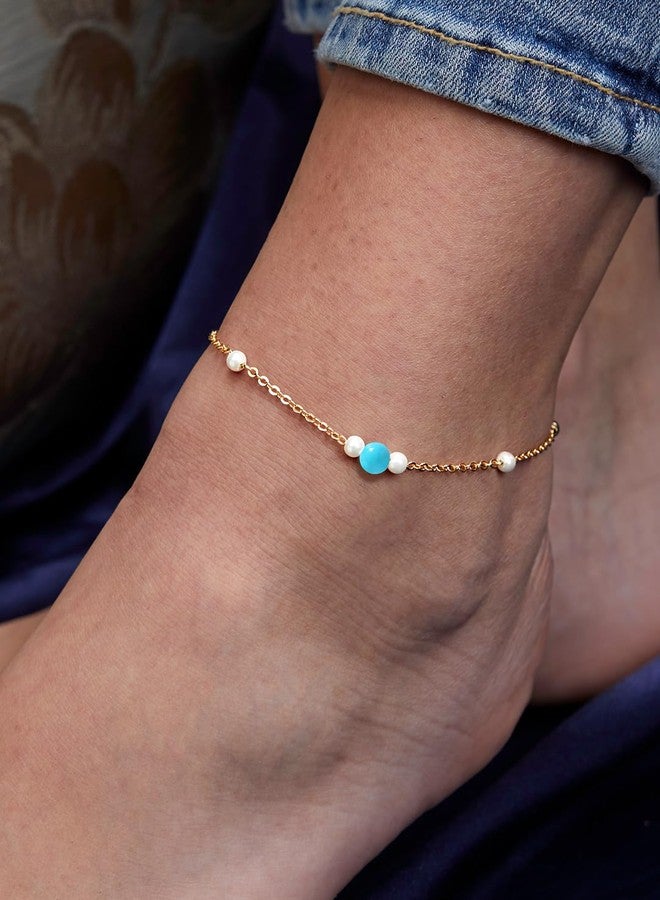 MINUTIAE Gold-Plated Motif Chain Anklet for Women's & Girls_MNT0390TQ-G - Image 5