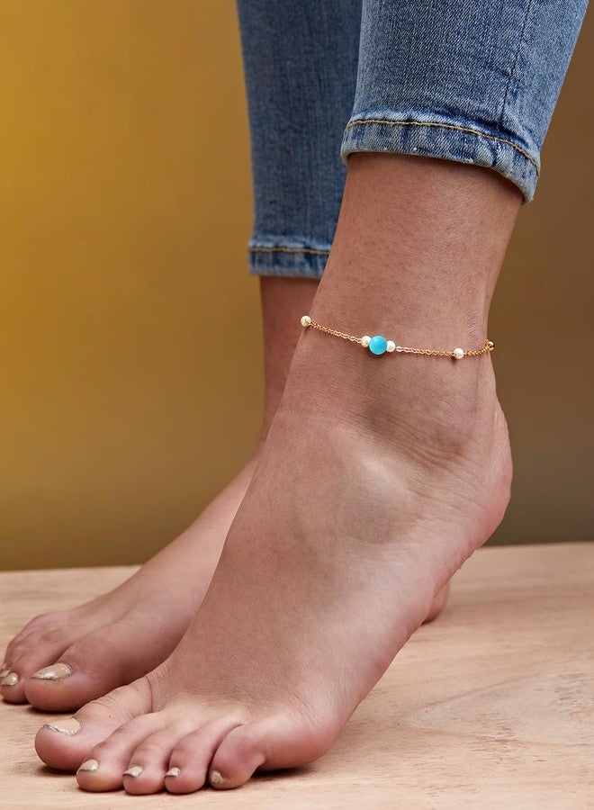 MINUTIAE Gold-Plated Motif Chain Anklet for Women's & Girls_MNT0390TQ-G - Image 4