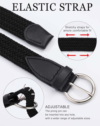 AWAYTR Girls Stretch Braided Belt Kids Golf Softball Belt for Girls Aged 318 Years 80cmBlack - Image 3