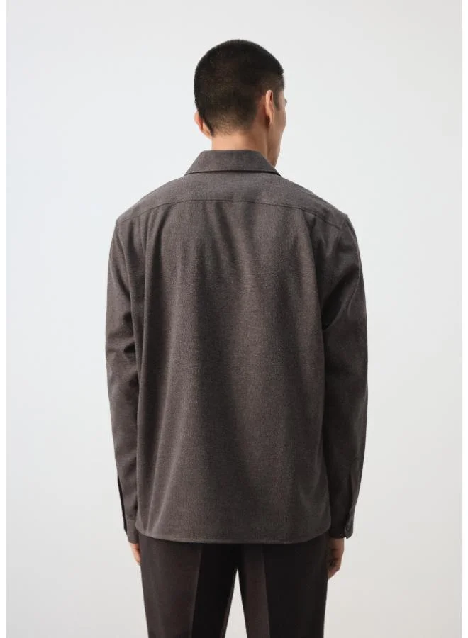 Mango Man Wool-Blend Overshirt With Pockets