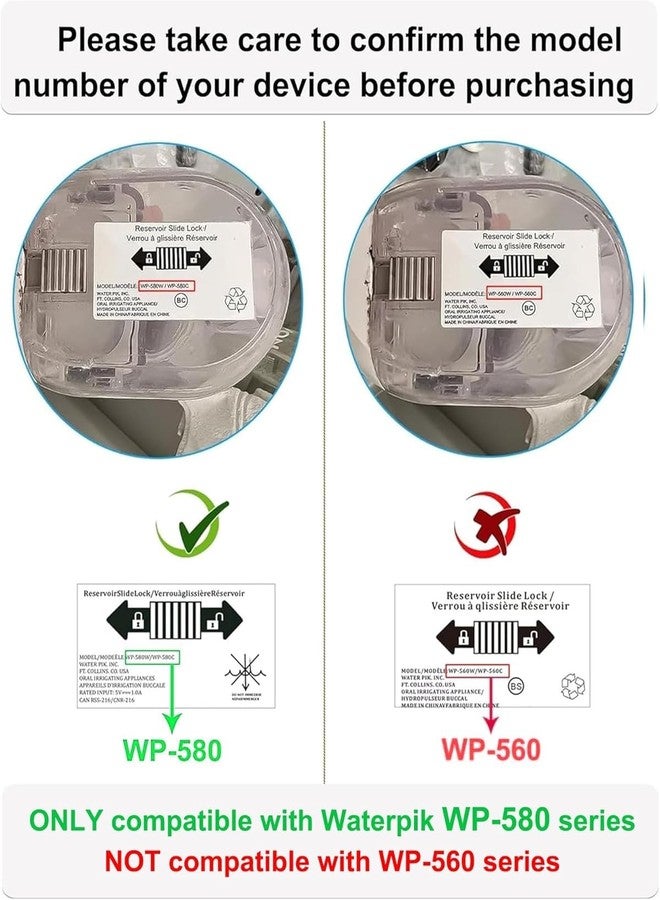 VHBW Charger for Waterpik Water Flosser WP-580, Replacement for Waterpik Charger for Waterpik WP-580 WP-582 WP-583 WP-587 Cordless Advanced 2.0 Water Flosser(Not for WP-560 Series) - Image 4