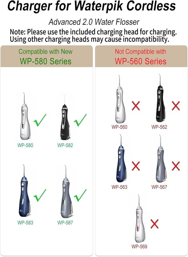 VHBW Charger for Waterpik Water Flosser WP-580, Replacement for Waterpik Charger for Waterpik WP-580 WP-582 WP-583 WP-587 Cordless Advanced 2.0 Water Flosser(Not for WP-560 Series) - Image 3