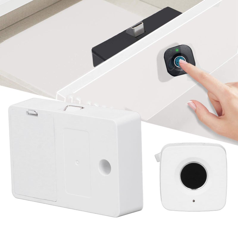 Fingerprint Drawer Lock 0.5 Seconds Fast Unlocking Embedded Smart Biometric Cabinet Lock for Home Office White - Image 1