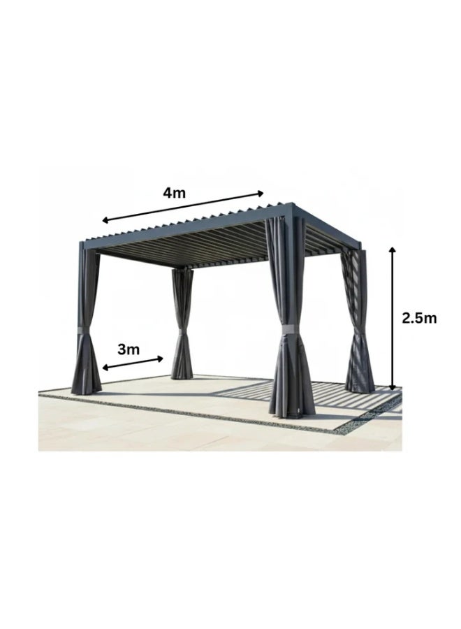 Casa Fiora Outdoor Pergola 3x4m with Manual Retractable Roof, Waterproof Curtains & Mosquito Nets - Image 1