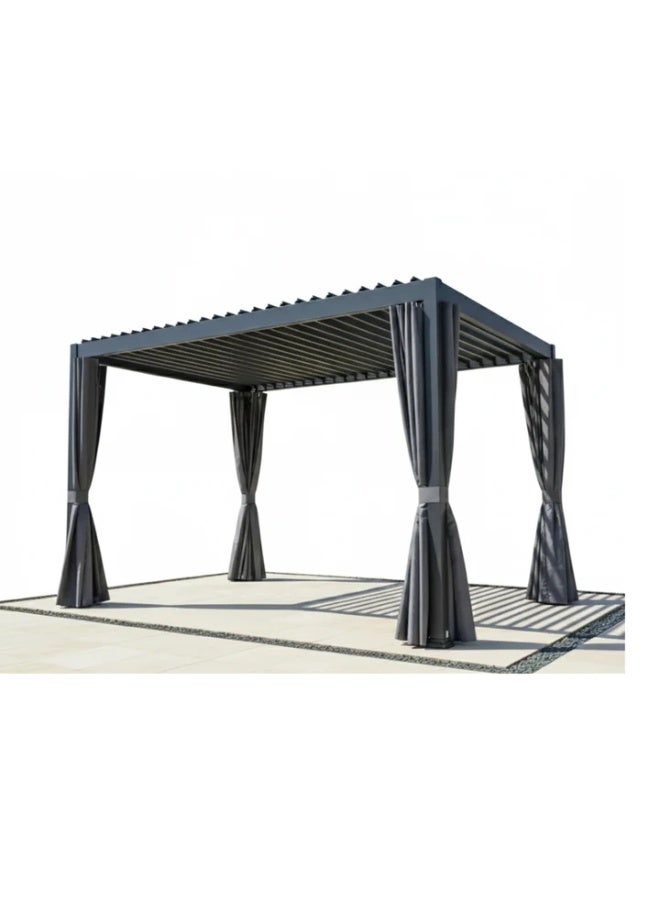 Casa Fiora Outdoor Pergola 3x4m with Manual Retractable Roof, Waterproof Curtains & Mosquito Nets - Image 2