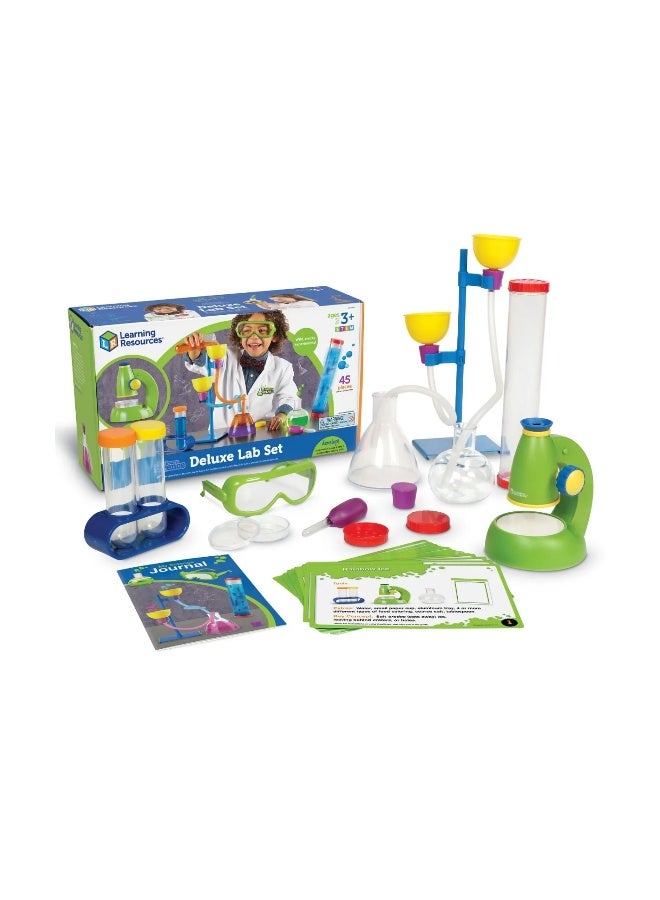 ليرننج ريسورسز مجموعة مختبرات العلوم الأساسية الفاخرة من Learning Resources، مجموعة تعليم العلوم والتكنولوجيا والهندسة والرياضيات (STEM) للأطفال في سن ما قبل المدرسة مع أدوات مختبرية واقعية - Image 1