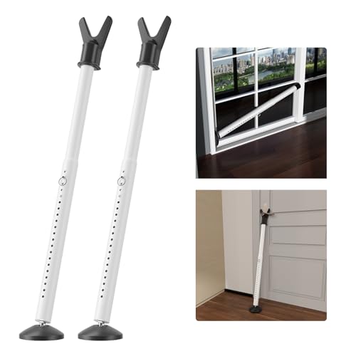 Keplrend Door Security Bar 2 Pack, Heavy Duty Metal Door Stopper Security, 2 in 1 Adjustable Door Jammer 18-51 Inch for Hinged & Sliding Glass Doors, Non-Slip Base for Apartment Home Travel Hotel Dorm - Image 1