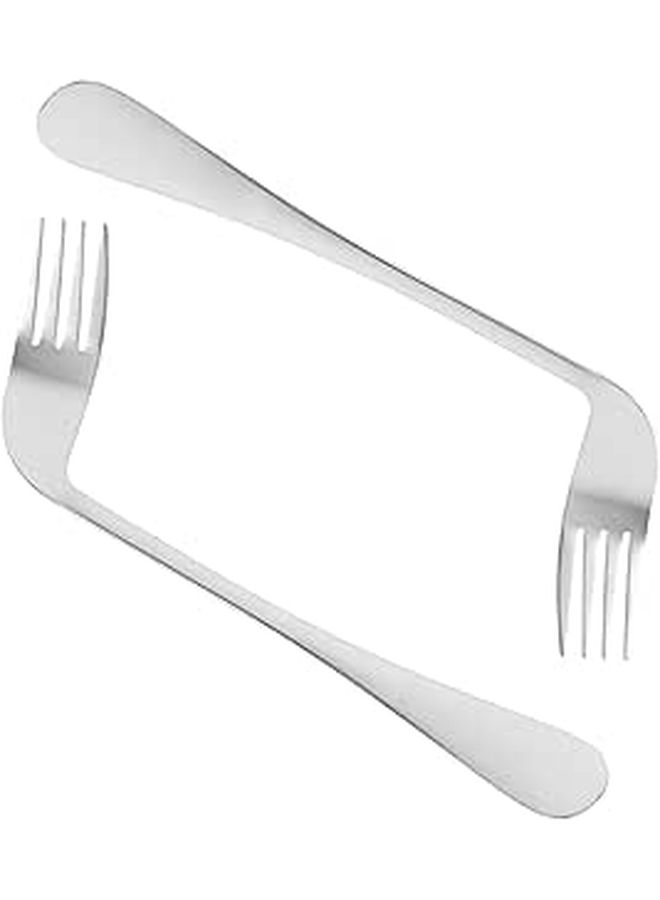 2pcs Ergonomic Angled Forks Lightweight Stainless Steel Feeding Utensils For Elderly And Bedridden Patients Convenient Eating Aid - Image 1