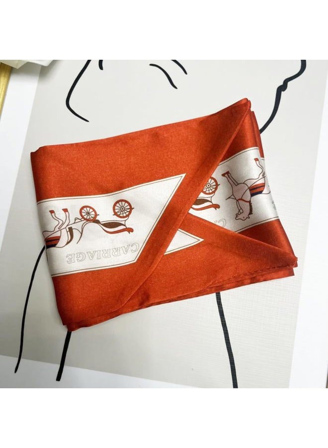 Julunar Hair Scarf for Women Silky Long Neck Head Scarves Purse Bag Scarfs for Handbag Satin Headscarf, 031.red Horse, Long - Image 2