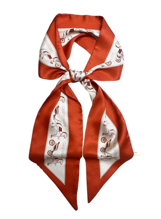 Julunar Hair Scarf for Women Silky Long Neck Head Scarves Purse Bag Scarfs for Handbag Satin Headscarf, 031.red Horse, Long - Image 1