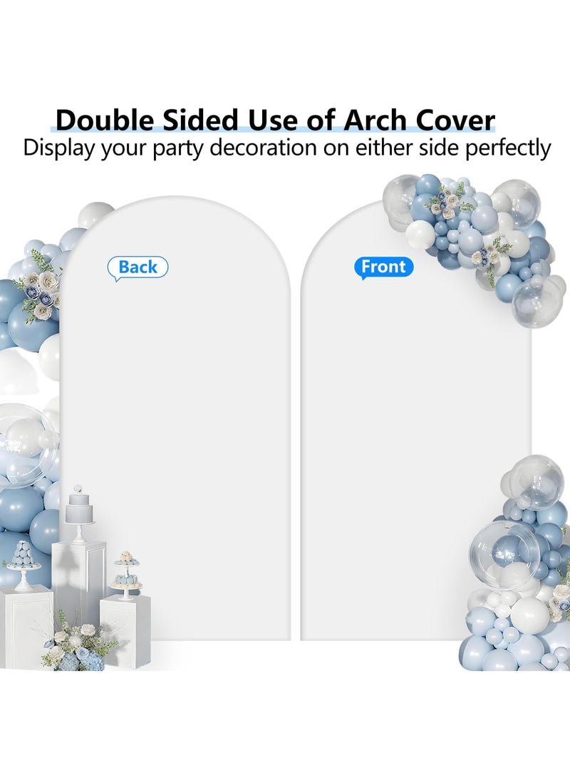 RATSAW Wedding Arch Cover Spandex Fitted Wedding Arch Stand Covers Round Top Arch Backdrop Cover for Birthday Party Ceremony Banquet Decoration White - Image 5