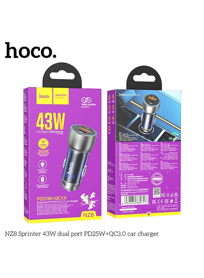 hoco. Car charger NZ8 Sprinter 43W cable set(Blue) - Image 5