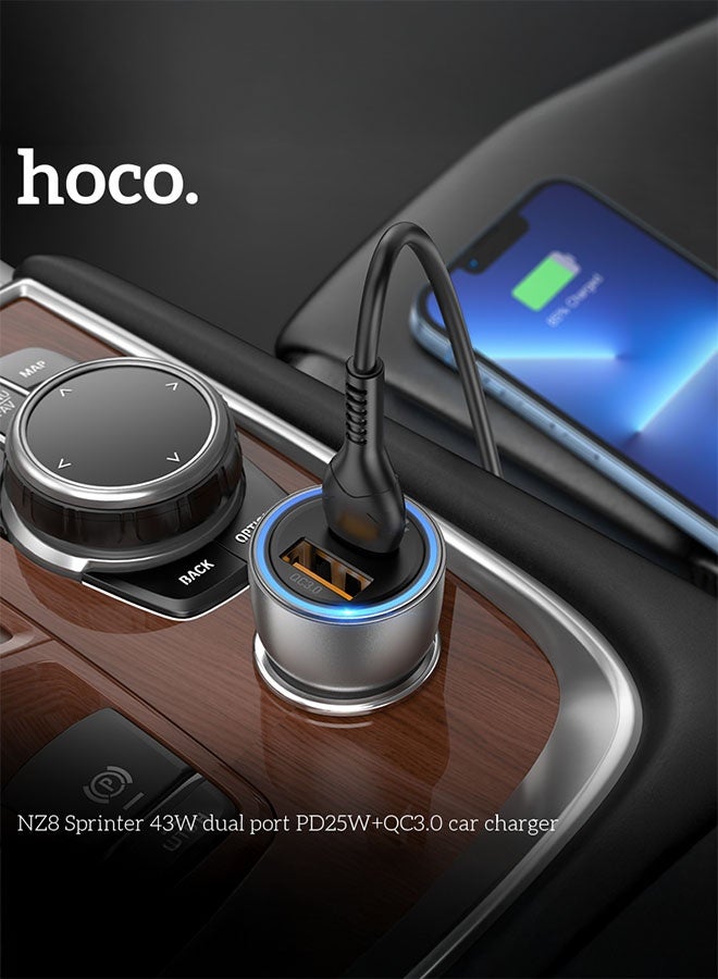 hoco. Car charger NZ8 Sprinter 43W cable set(Blue) - Image 3