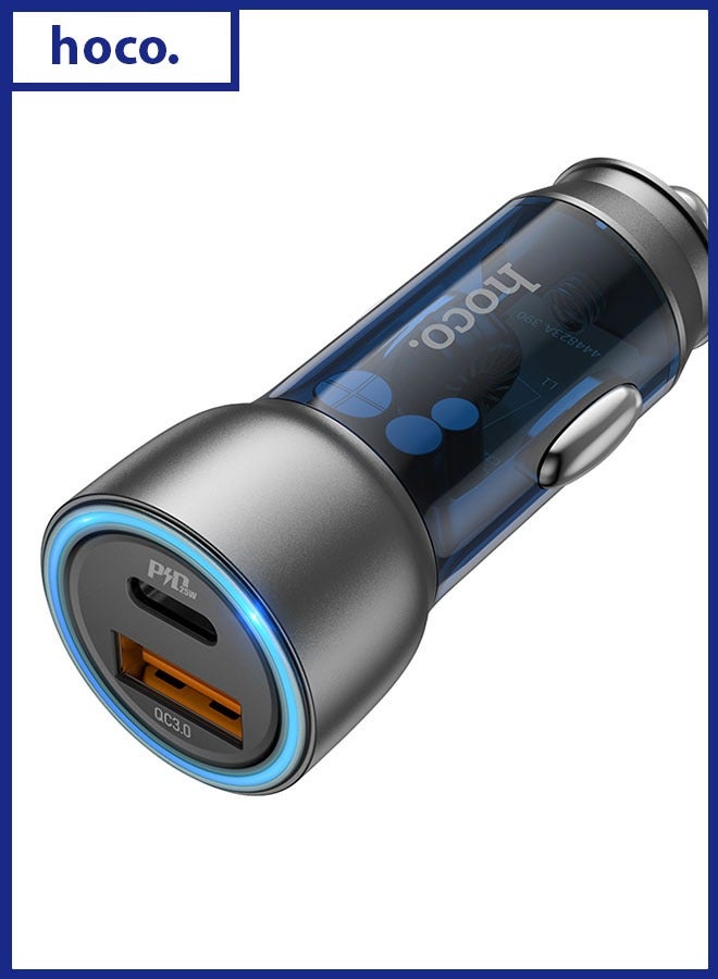 hoco. Car charger NZ8 Sprinter 43W cable set(Blue) - Image 1