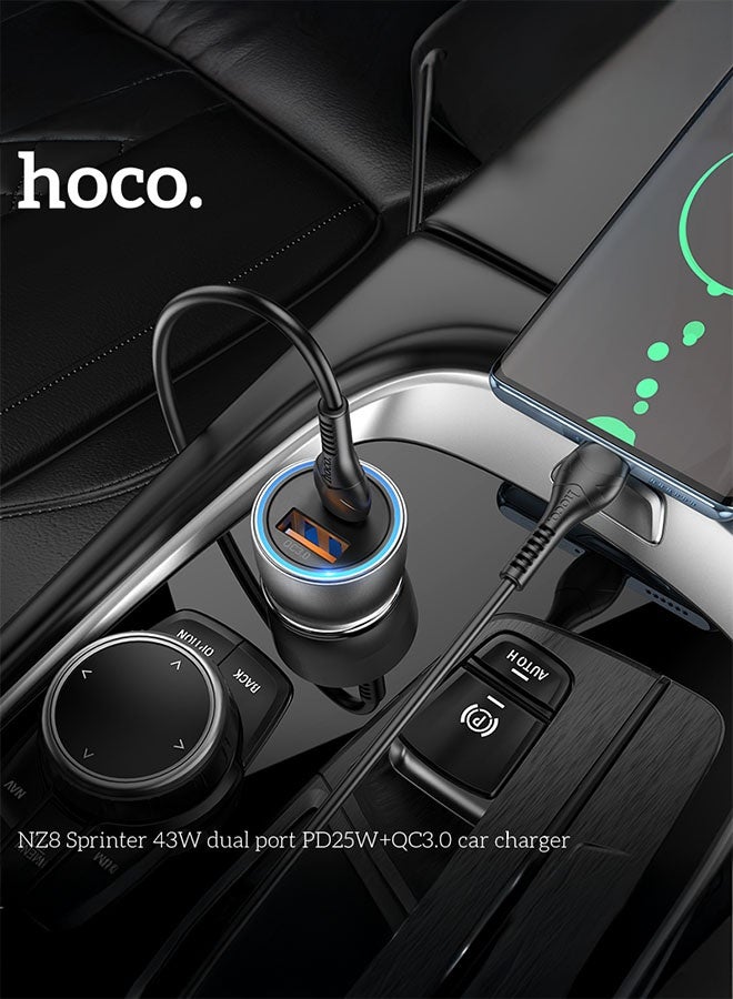 hoco. Car charger NZ8 Sprinter 43W cable set(Blue) - Image 4