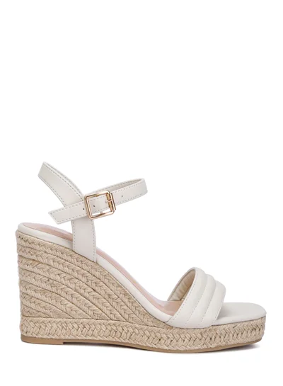 London Rag Espadrilles High Wedge Sandals in Ecru