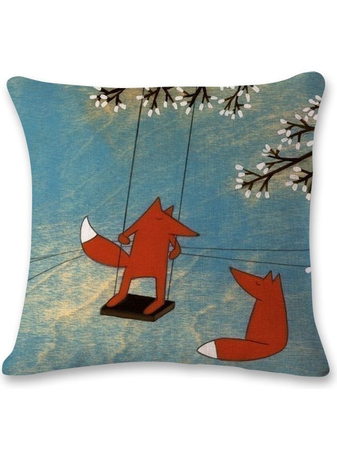 NIBEMINENT Printed Cushion Cover Blue/Black/Orange 45x45cm