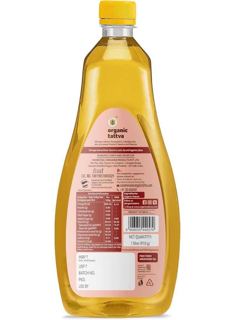 Organic Tattva Cold Pressed Groundnut Oil - 1 Liter - Image 3