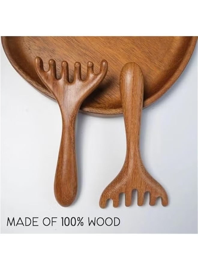 Portable Head Massager 2-Pack for Relaxation and Stress Relief, Wooden Scalp Comb Gift for Mother, Sister, and Partner - Image 2