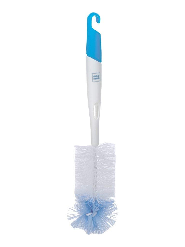 Mee Mee 360° Movable Silicone Feeding Brush with Ergonomic Handle, BPA-Free Flexible bristles for Narrow & Wide Bottles and Nipples, deep Corner Cleaning, Easy Hanging Storage (Dark Blue) - Image 1