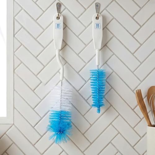 Mee Mee 360° Movable Silicone Feeding Brush with Ergonomic Handle, BPA-Free Flexible bristles for Narrow & Wide Bottles and Nipples, deep Corner Cleaning, Easy Hanging Storage (Dark Blue) - Image 2