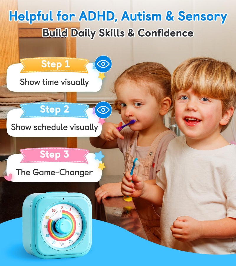 Nixroork 2-in-1 Visual Timer & Magnetic Visual Schedule for Kids, Autism ADHD Time Management Tool with 100+ Routine Chore Chat Magnets, Sensory Learning Materials for Home, Classroom, Special Education - Image 2