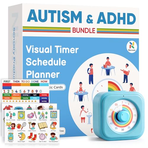 Nixroork 2-in-1 Visual Timer & Magnetic Visual Schedule for Kids, Autism ADHD Time Management Tool with 100+ Routine Chore Chat Magnets, Sensory Learning Materials for Home, Classroom, Special Education - Image 1