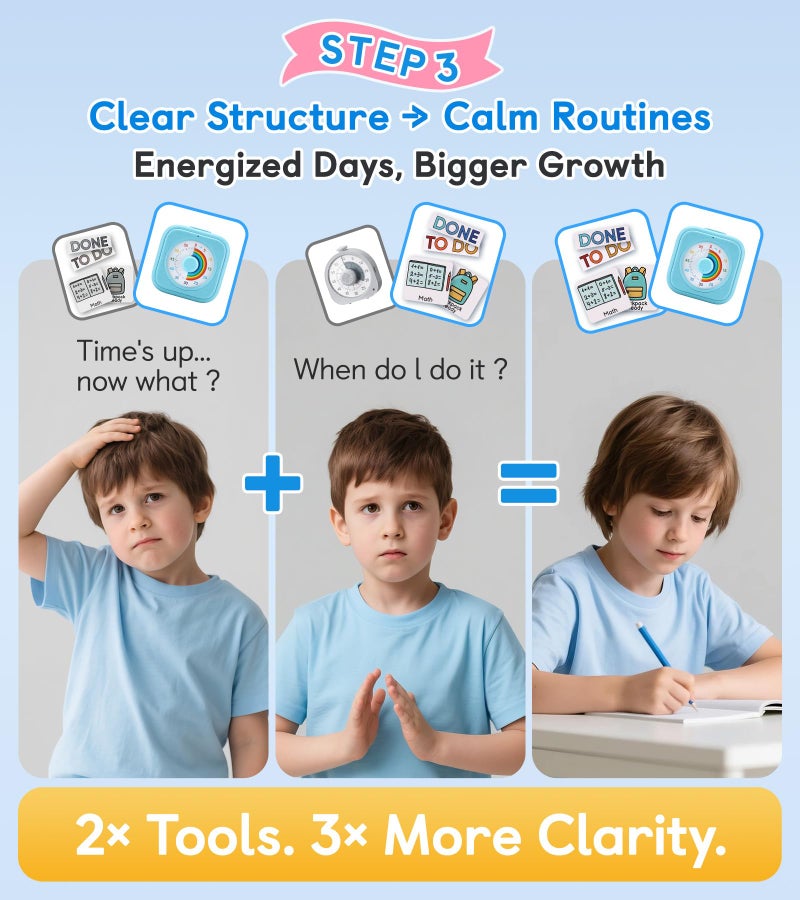Nixroork 2-in-1 Visual Timer & Magnetic Visual Schedule for Kids, Autism ADHD Time Management Tool with 100+ Routine Chore Chat Magnets, Sensory Learning Materials for Home, Classroom, Special Education - Image 5