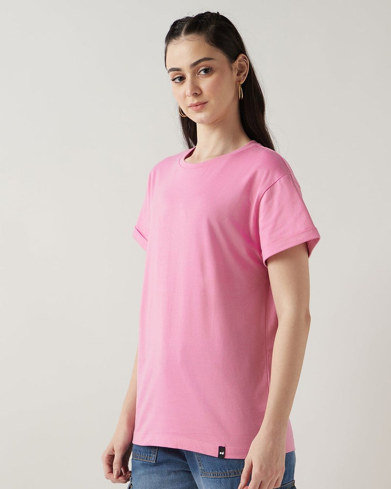 bewakoof Women's Prism Pink Boyfriend T-shirt - Image 1
