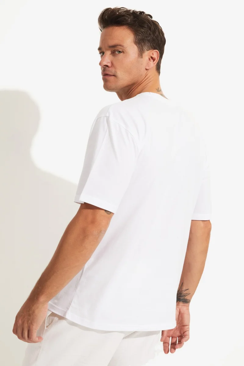 جون Men's Oversize 100% Cotton Printed Crew Neck T-Shirt