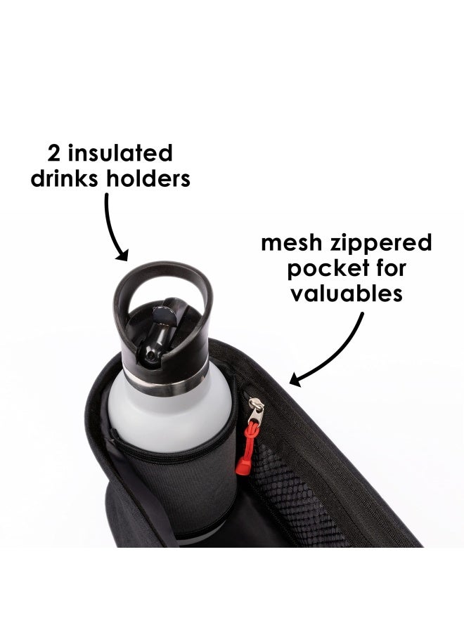Diono Buggy Buddy Universal Stroller Organizer With Cup Holders Secure Attachment Zippered Pockets Safe And Secure Black - Image 3