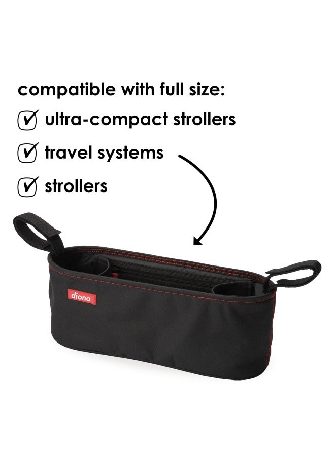 Diono Buggy Buddy Universal Stroller Organizer With Cup Holders Secure Attachment Zippered Pockets Safe And Secure Black - Image 4