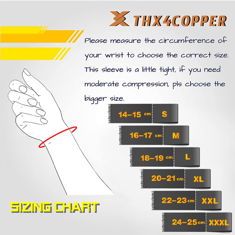 THX4COPPER Compression Wrist Sleeve - Copper Infused Wrist Support for Men &Women-Improve Circulation and Recovery(1 Pair) - Image 3