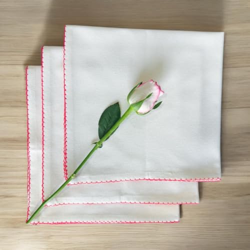 Rustique Linens 100% Cotton Cloth Napkins – Set of 6 Large 46x46 cm | Recycled & Eco-Friendly | Soft, Absorbent Dinner Napkins for Dining Table & Kitchen | Embroidered Edge Trim | Milk Cream - Image 3