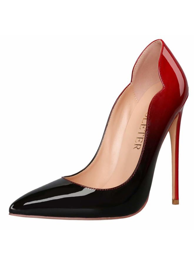 COLETER High Heels for Women, 4.72 inch/12cm Pointed Toe Dress Shoes Stiletto Heels Evening Party Pumps Red Black 7 US - Image 1