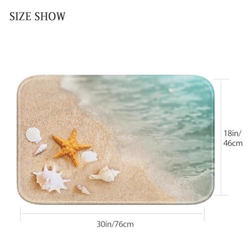 Britimes Bath Mat for Bathroom, Beach Starfish Sea Shell Washable Cover Floor Rug Carpets Floor Mat Bathroom Decorations 18x30 Inches for Kitchen Bedroom Indoor - Image 3