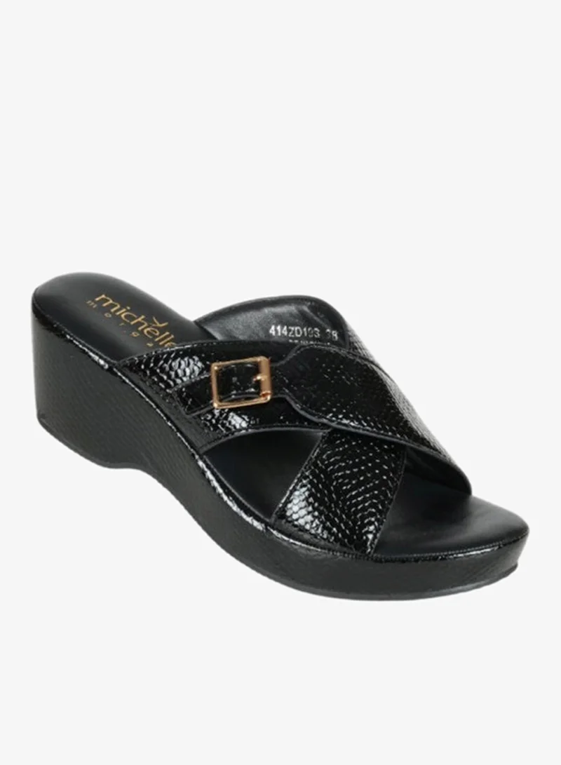 Michelle Morgan 092-2966 Michelle Morgan Ladies Wedge sandals4ZD19S Black
