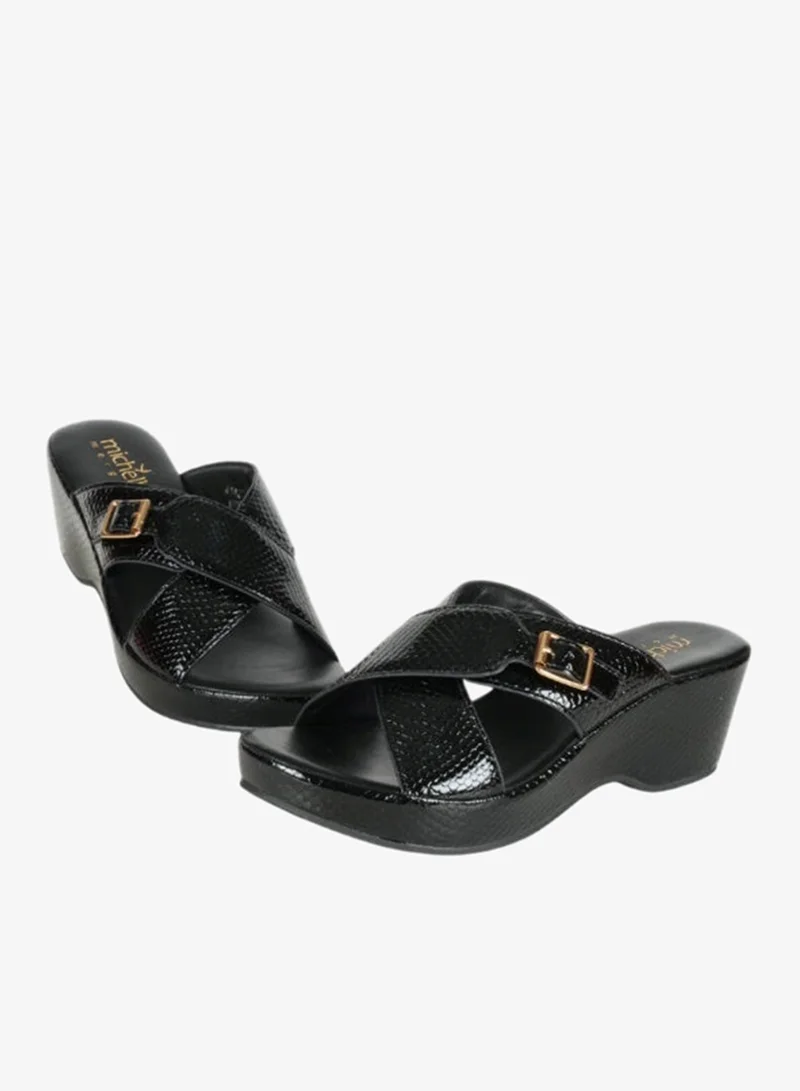 Michelle Morgan Black 092-2966 Michelle Morgan Ladies Wedge sandals4ZD19S Black for Women | Best Price UAE