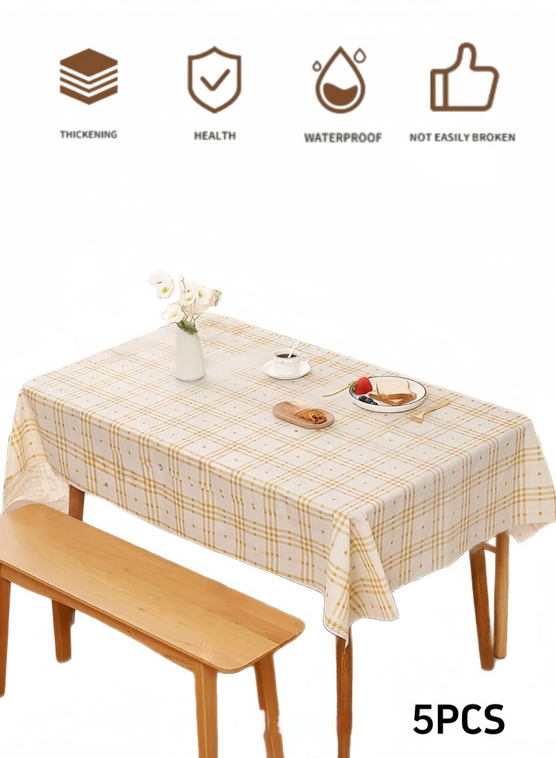 مجموعة من 5 مفارش طاولة مقاومة للماء للاستخدام مرة واحدة بتصميم هندسي شبكي صديق للبيئة وقابل للتحلل الحيوي 1.2*1.8 متر/3.94*5.91 قدم مناسبة للتجمعات والحفلات والنزهات - Image 1