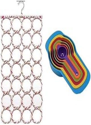 Scarf organizer + 6 Pcs of Plastic Measuring Cups and Spoons Set. Stackable, Space Saving, Multi color Design. - pzsku/Z2C0A93D0031591360C07Z/45/_/1723236346/d9f5f2d6-f367-4c0e-8c82-4ab3a3dab24c