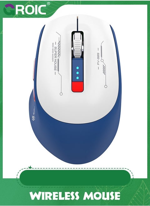 Wireless Mouse, 1600DPI 2.4G Premium Wireless Mice, 6 Buttons Thumb Support Wireless Optical Computer Mouse, Ergonomic USB Rechargeable Blue-Tooth Mouse for PC Tablet Notebook