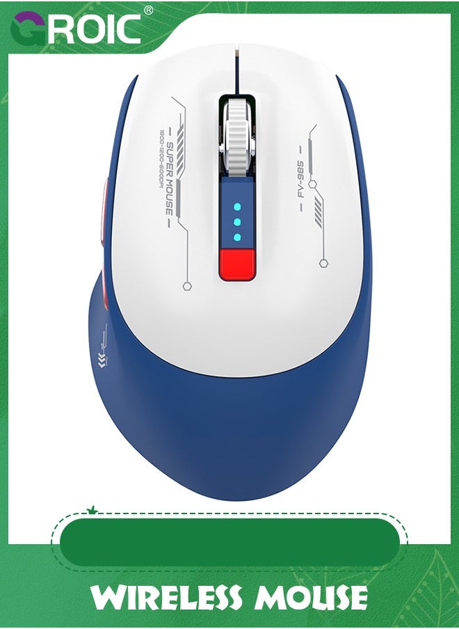 GROIC Wireless Mouse, 1600DPI 2.4G Premium Wireless Mice, 6 Buttons Thumb Support Wireless Optical Computer Mouse, Ergonomic USB Rechargeable Blue-Tooth Mouse for PC Tablet Notebook  - Image 1