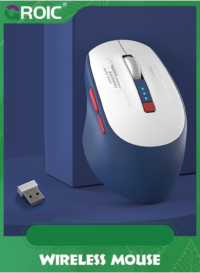 Wireless Mouse, 1600DPI 2.4G Premium Wireless Mice, 6 Buttons Thumb Support Wireless Optical Computer Mouse, Ergonomic USB Rechargeable Blue-Tooth Mouse for PC Tablet Notebook